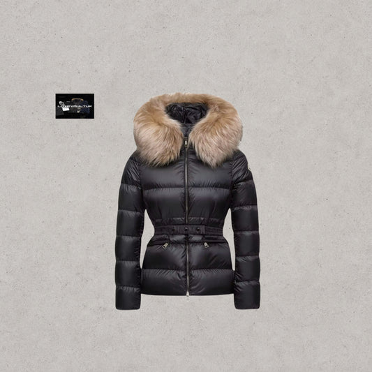 Moncler Boed Hooded Shearling-Trimmed Short Down Jacket